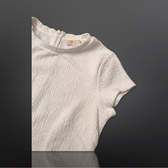 Michael Kors Dress Women White Sheath Flounce Hem Short Sleeve Stretch, size XS - Picture 5 of 8